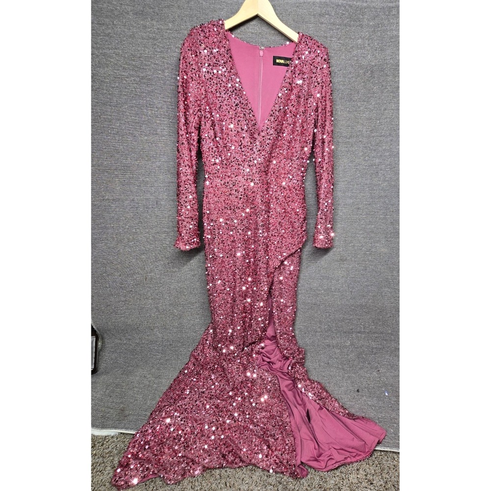 Fashion Nova Bianca Sequin Maxi Dress Mauve Pink Nova Luxe Prom Size M